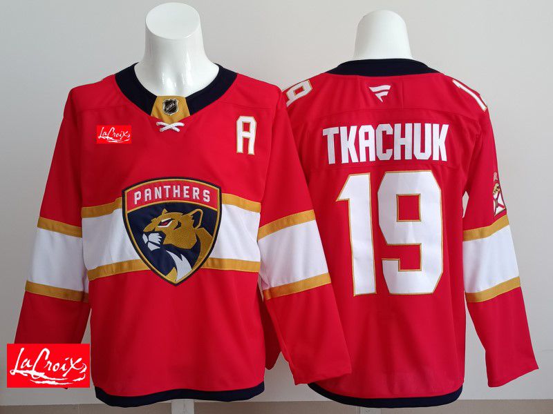 Men 2025 Florida Panthers #19 Tkachuk Red Fanatics Home Premium NHL Jersey style 6